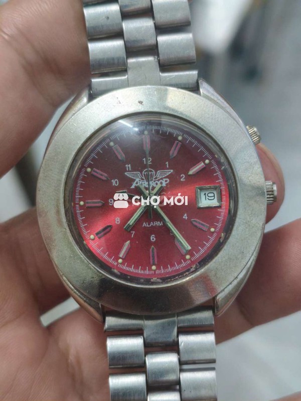 Đồng hồ Nhật,size 37.5mm,1 lịch,mặt đỏ đô, pin Zin