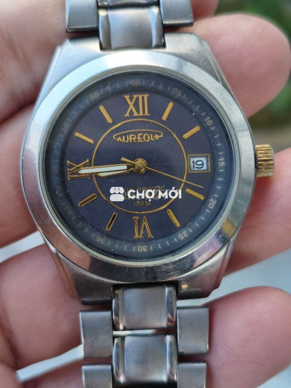 Đồng hồ Nhật solar 36mm,Titanium, 1 lịch, đáy xoáy