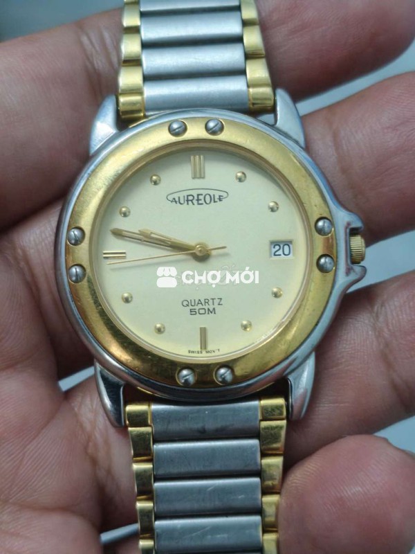 Đồng hồ nữ Thụy 33mm, đờ mi vàng, 1 lịch, máy vàng