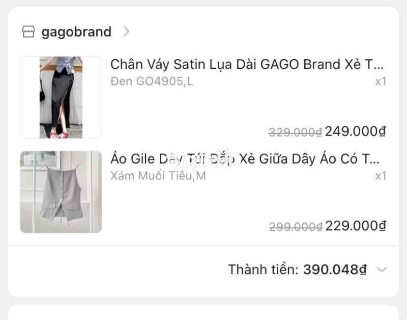 Chân váy GAGO Brand Satin lụa Nữ size L + ÁO