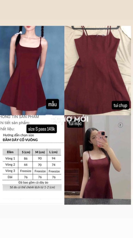 Đầm nữ cổ vuông dáng dây