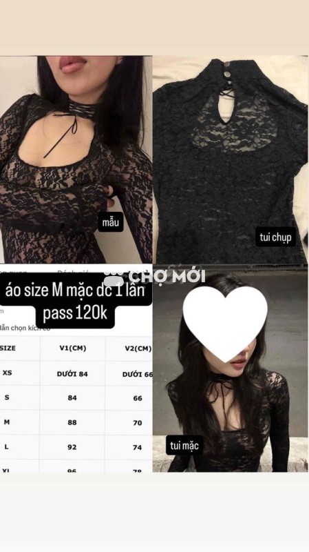 Áo ren nữ đen size M