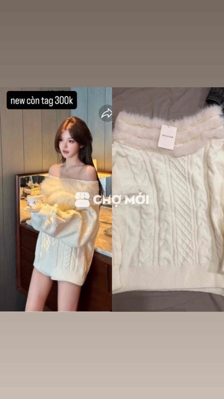 Áo len nữ len Trắng kem