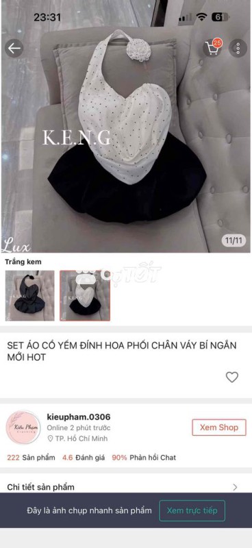 Set áo váy nữ đính hoa