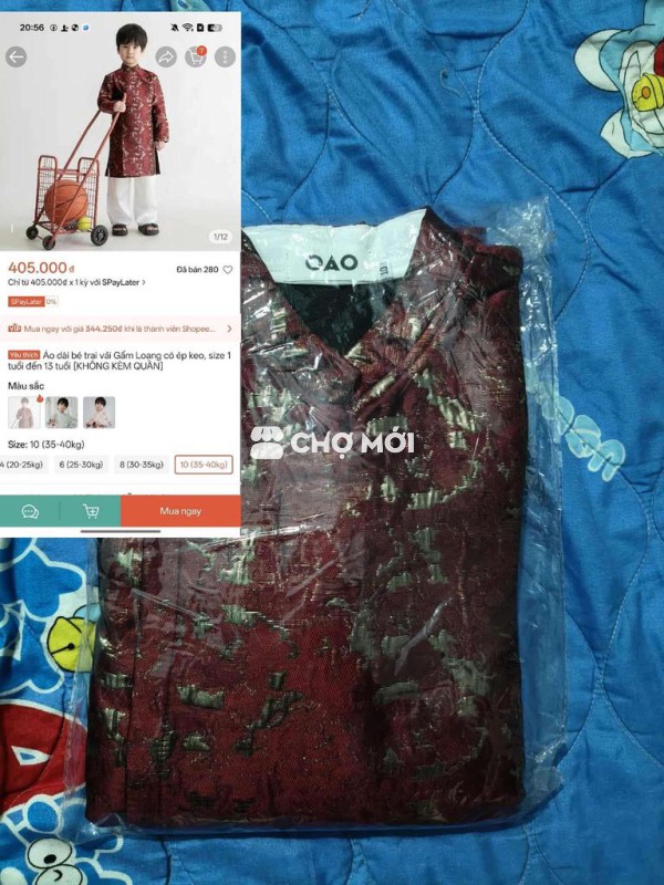 Áo dài Nam Gấm Đỏ size 10