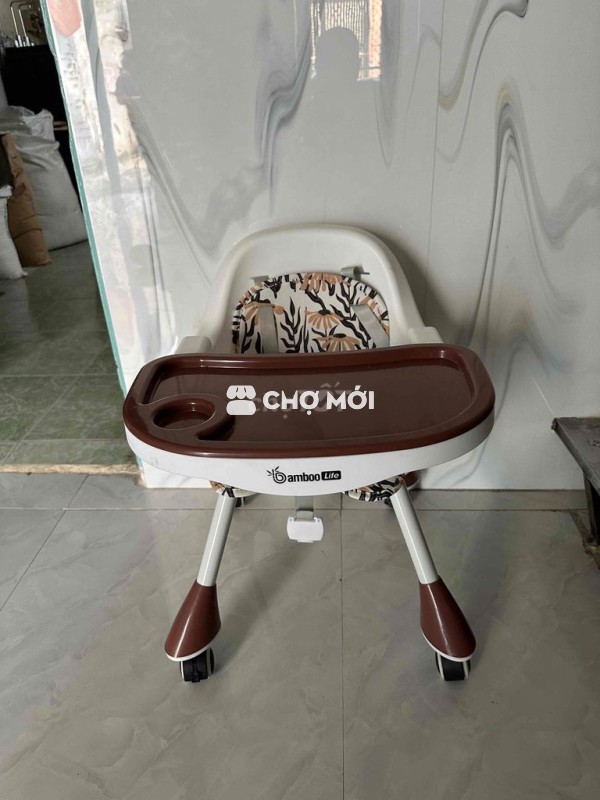 Ghế ăn dặm Bamboo Life Nhựa Trắng Nâu