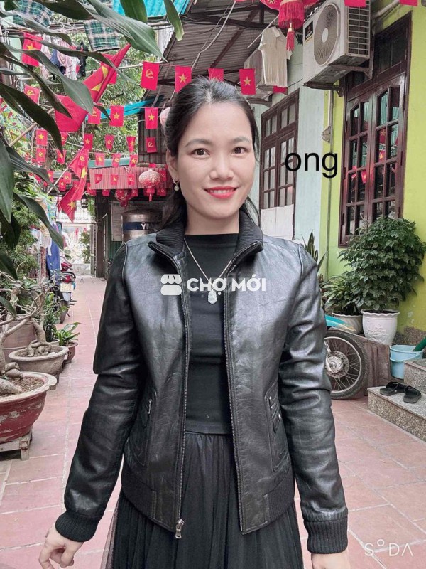 Áo khoác Bomber ONG Da bò Đen