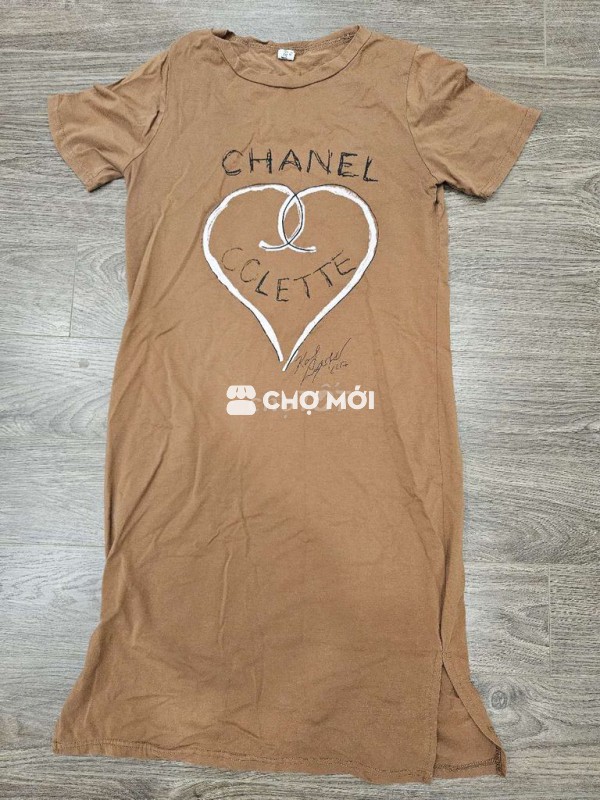 Đầm Nữ Vải thun Nâu Đơn giản