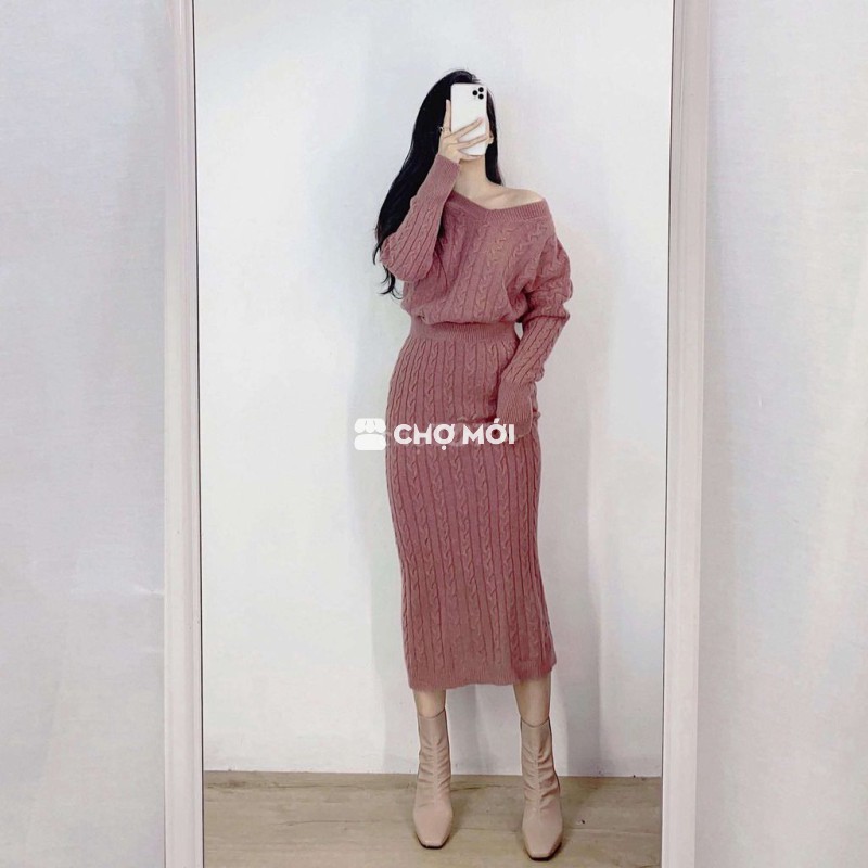 Set len dệt kim nữ len