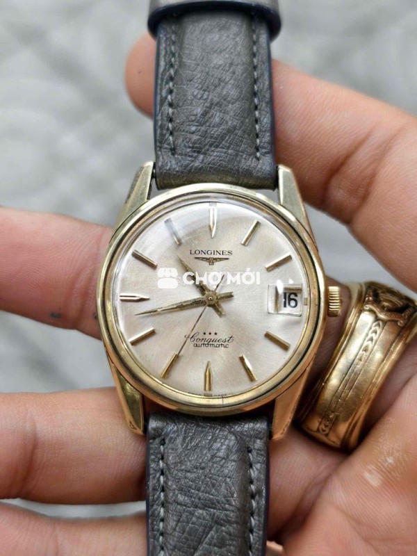 Longin Conquest auto niềg14k+Medal sz34 hiếm xưa