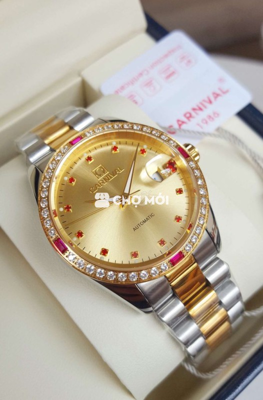 Đồng Hồ Bọc Vàng Thép Đúc Cọc Số Đá Ruby Siêu Sang