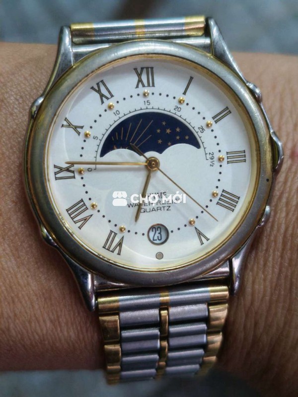 Đồng hồ Nhật trăng sao,size 35mm,1 lịch,đờ mi vàng