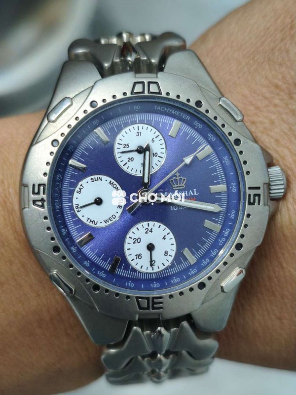 Đồng hồ Nhật 6 kim, size 37mm,Titanium, niềng xoay