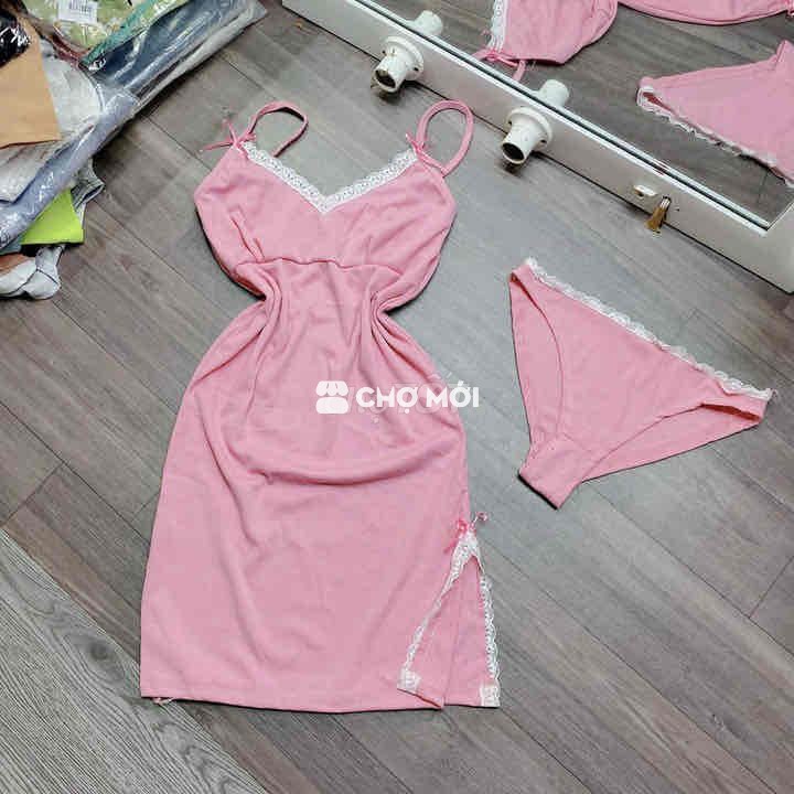 Đầm ngủ Nữ Gân Hồng Mới