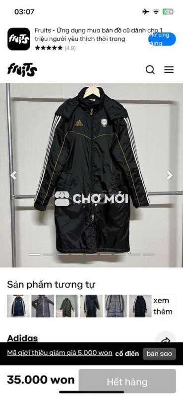 Áo khoác Adidas chính hãng