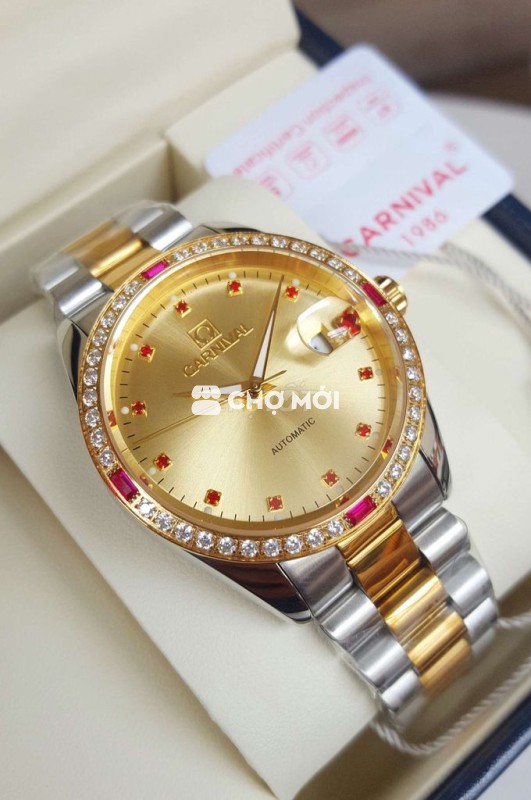 Đồng Hồ Cơ Luxury Á Đông Carnival Đính Đá Ruby Đỏ