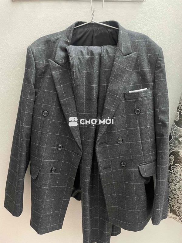 Vest Nam Kẻ caro Vải Xám