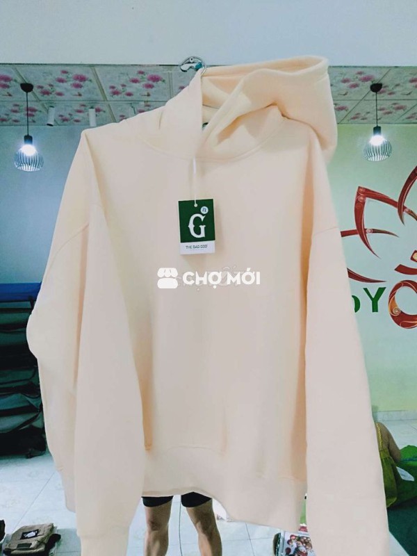Áo hoodie nỉ màu Kem 63 đến 75 kg