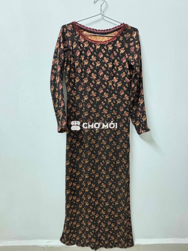 Áo dài Nữ Nhung Xanh đậm