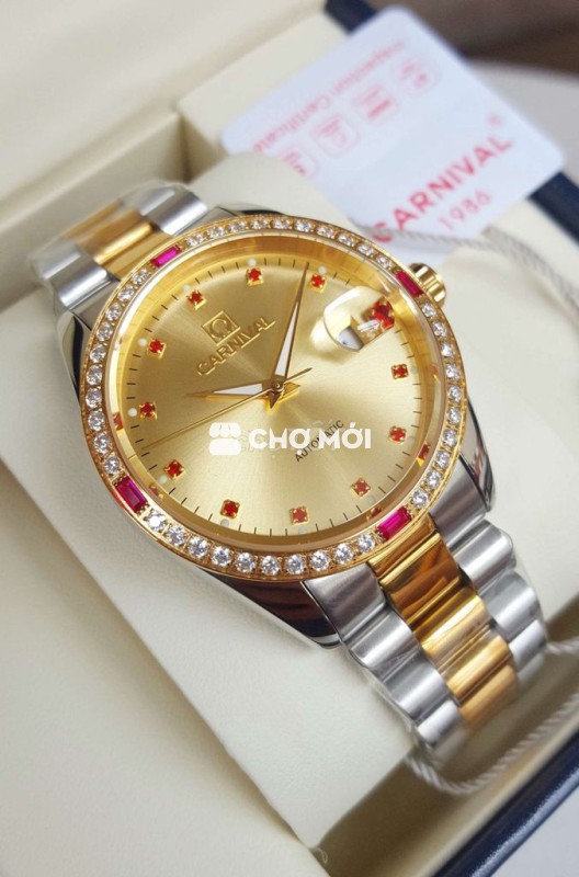 Đồng Hồ Cơ Nam Cao Cấp Dây Thép Đính Đá Kim Cương