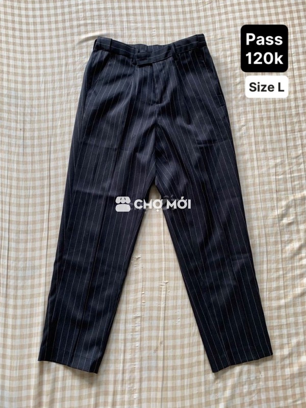 Quần tây đen sọc nhỏ - Size L