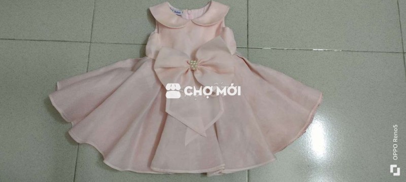 Đầm bé gái voan hồng 5 lớp