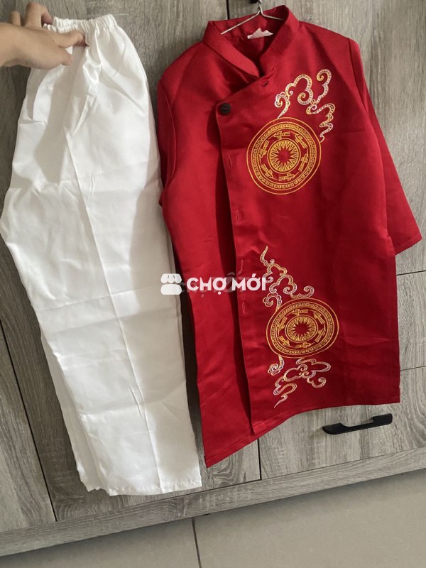 Áo dài trẻ em Đỏ Trắng 6-7 tuổi