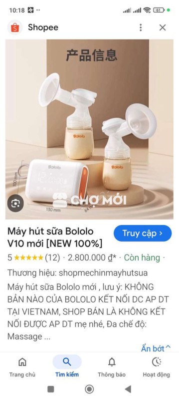 Máy hút sữa Bololo  còn bảo hành