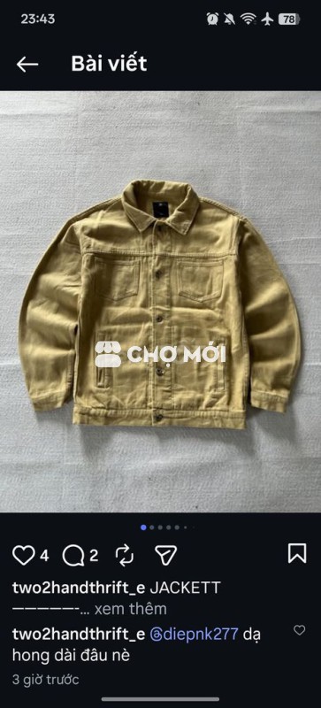 Áo khoác nam Denim size M