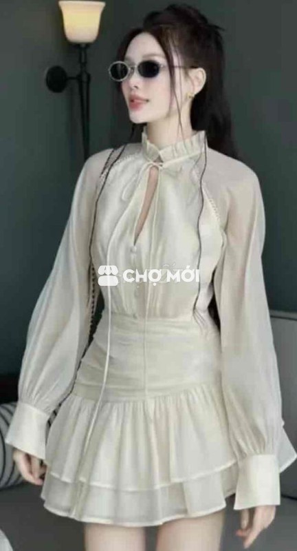Đầm Nữ Voan Trắng kem Mới 99%