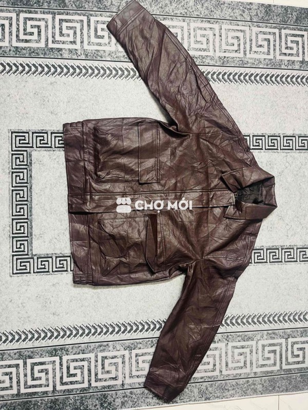 Áo khoác da nam Da PU Nâu