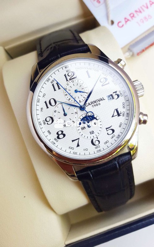 Đồng Hồ Cơ Carnival Kim Nung Xanh Đẹp Chính Hãng