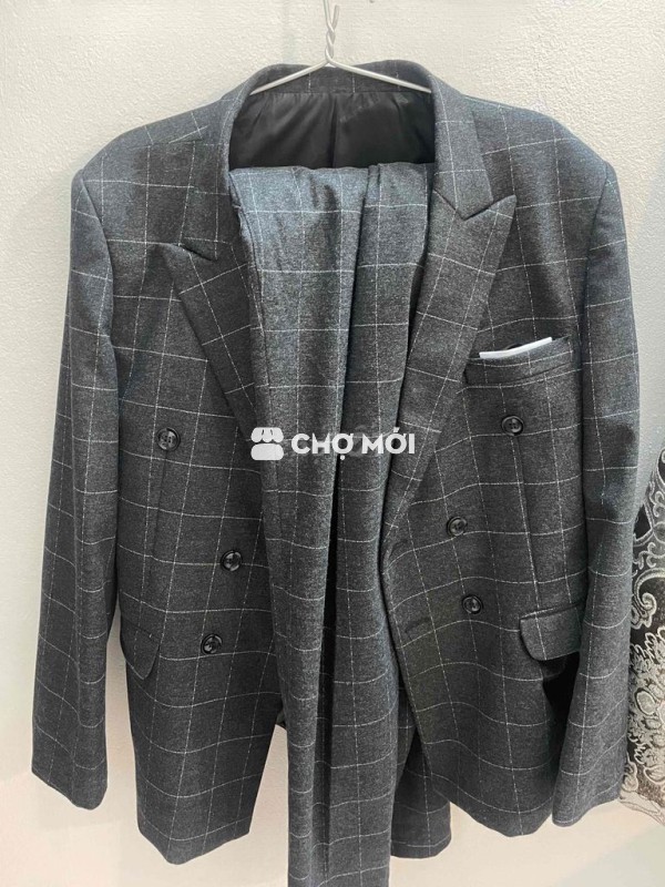 Vest cưới nam kẻ caro size 70-75kg