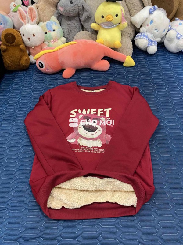 Áo nỉ nữ Đỏ đô Nỉ lót lông