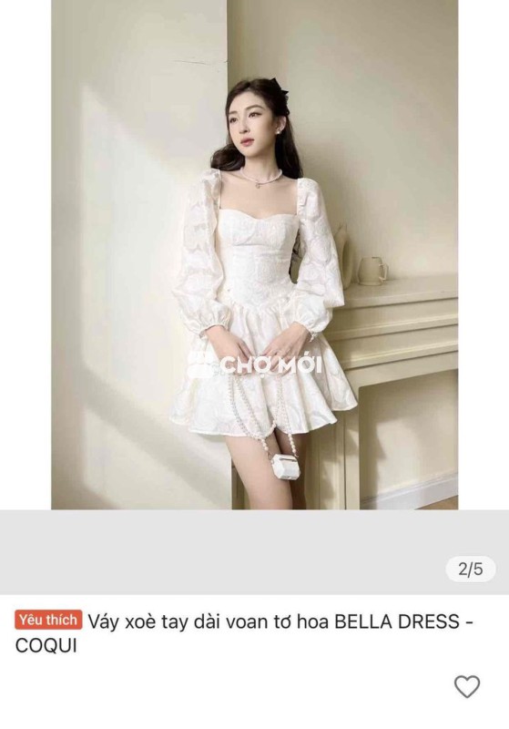 PASS VÁY XOÈ TAY DÀI VOAN HOA SIZE M [NHÀ COQUI]