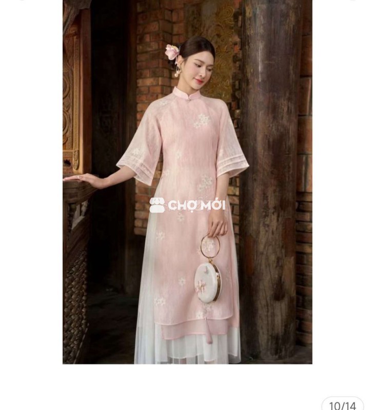 Áo dài Nữ Ren tơ thêu hoa size S