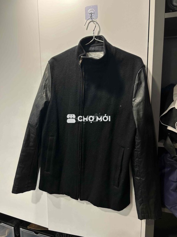 Áo khoác dạ phối da bomber hiệu Patrick Cox