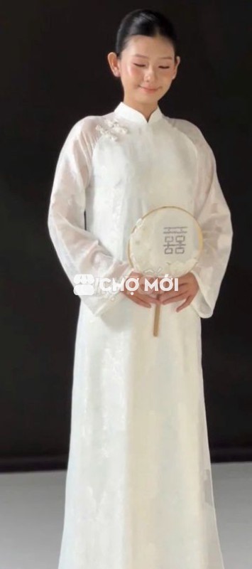 Bộ áo dài lụa voan cao cấp màu trắng (giảm 50%)