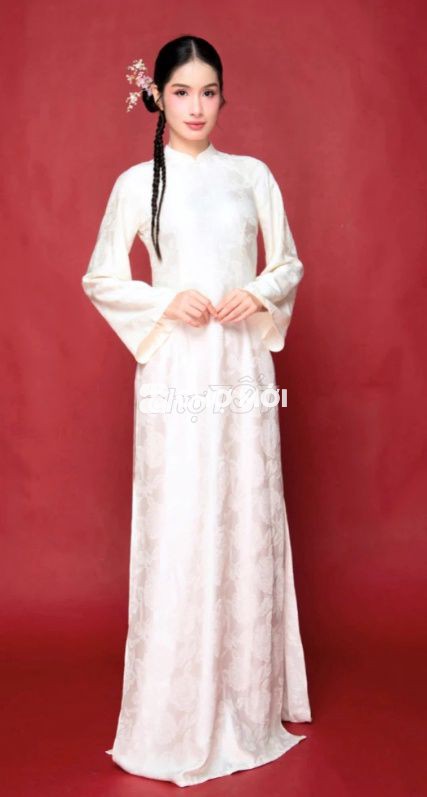 Lẻ áo dài gấm size M màu be (giảm 40%)