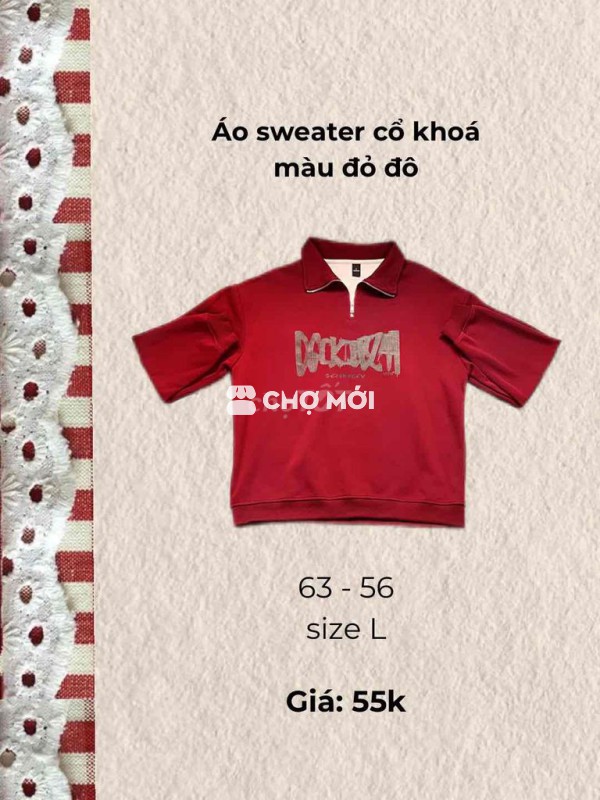 Áo sweater nỉ dài tay khoá kéo