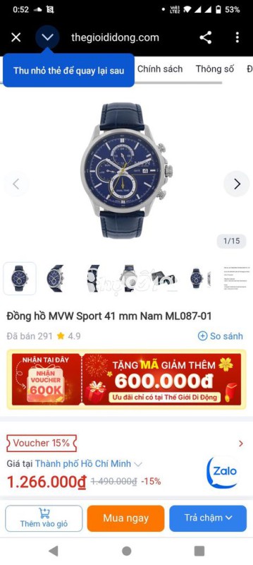 Đồng hồ MVW Sport ML087-01 Nam