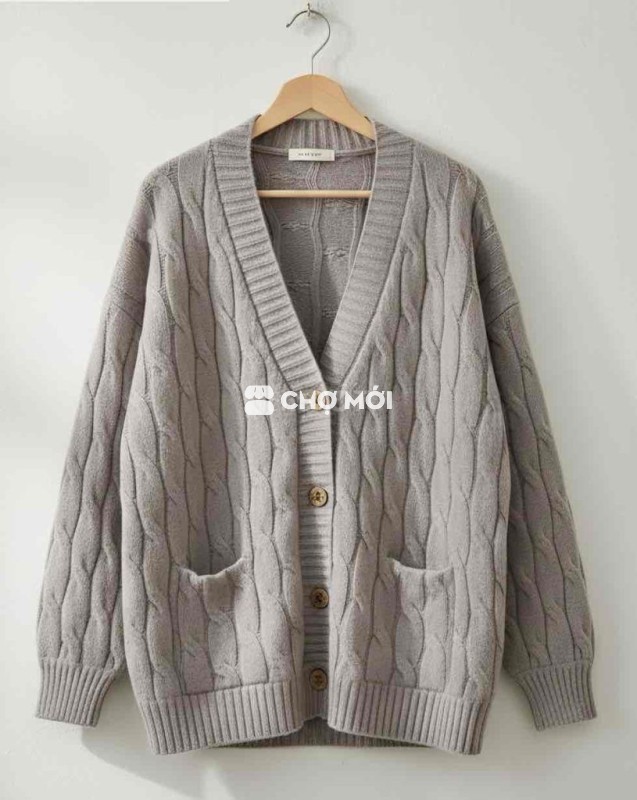Áo khoác cardigan nữ len xám