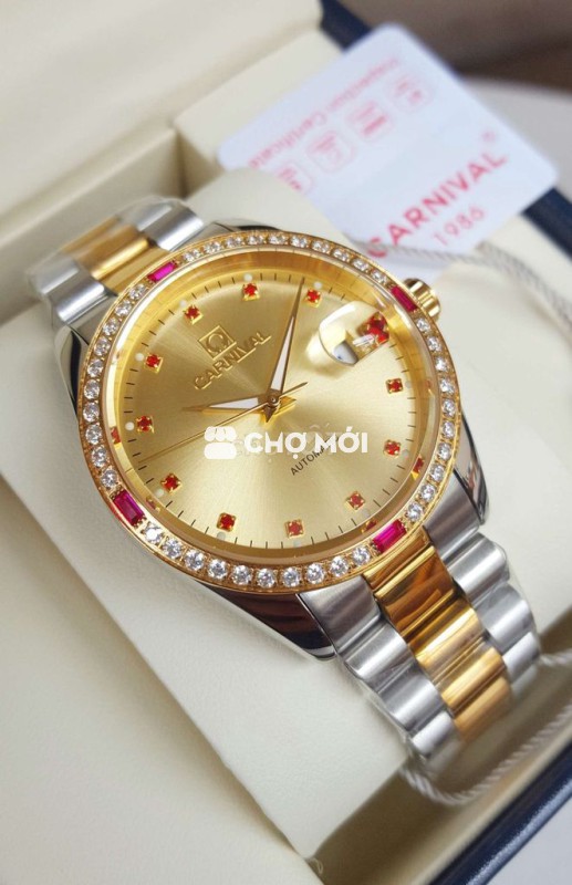 Đồng Hồ Cơ Carnival Đính Đá Swarovski Cực Sang Đẹp