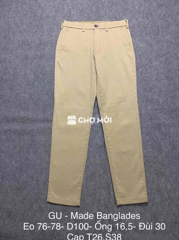 Quần kaki GU nam Cotton Eo 76-78