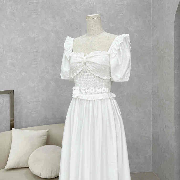 Đầm Nữ Vải mềm mại Cổ vuông