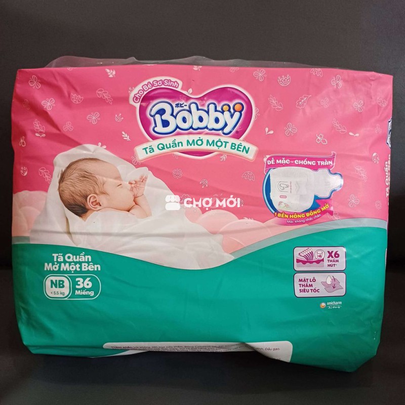 Tã quần mở một bên Bobby NB 36 miếng
