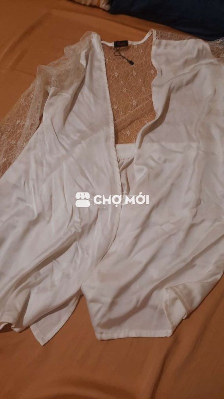 Áo choàng ngủ Fepril Nữ Ren, Lụa Trắng