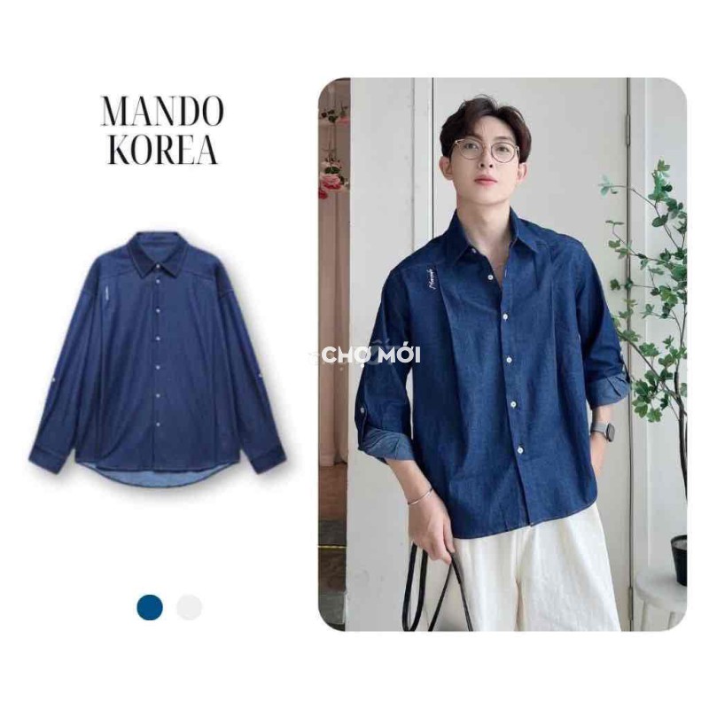 Áo sơ mi MANDO KOREA Denim Nam size L