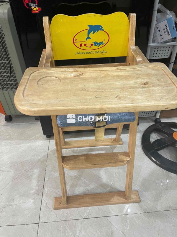 Ghế ăn dặm IQ Toys gỗ tự nhiên