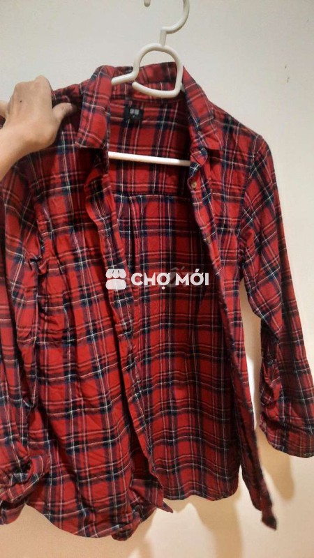 Áo sơ mi Uniqlo Nữ Đỏ kẻ caro M